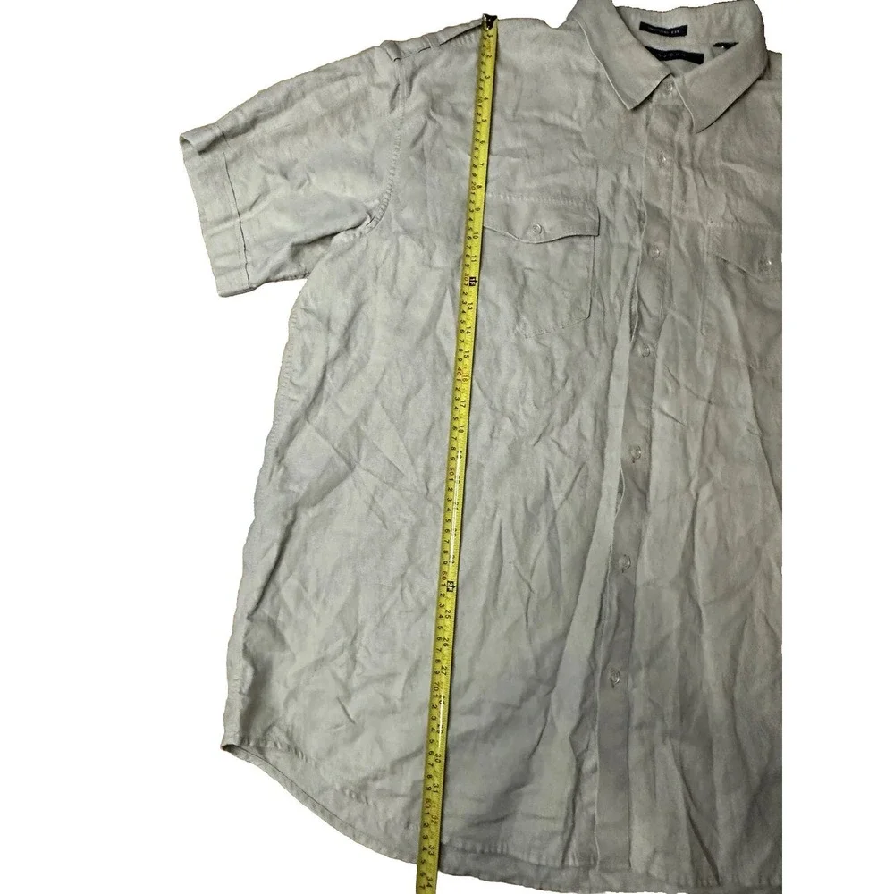 Sean John Shirt Men Size 3XB Khaki Collared‎ Short Sleeve Pockets Button-Up
